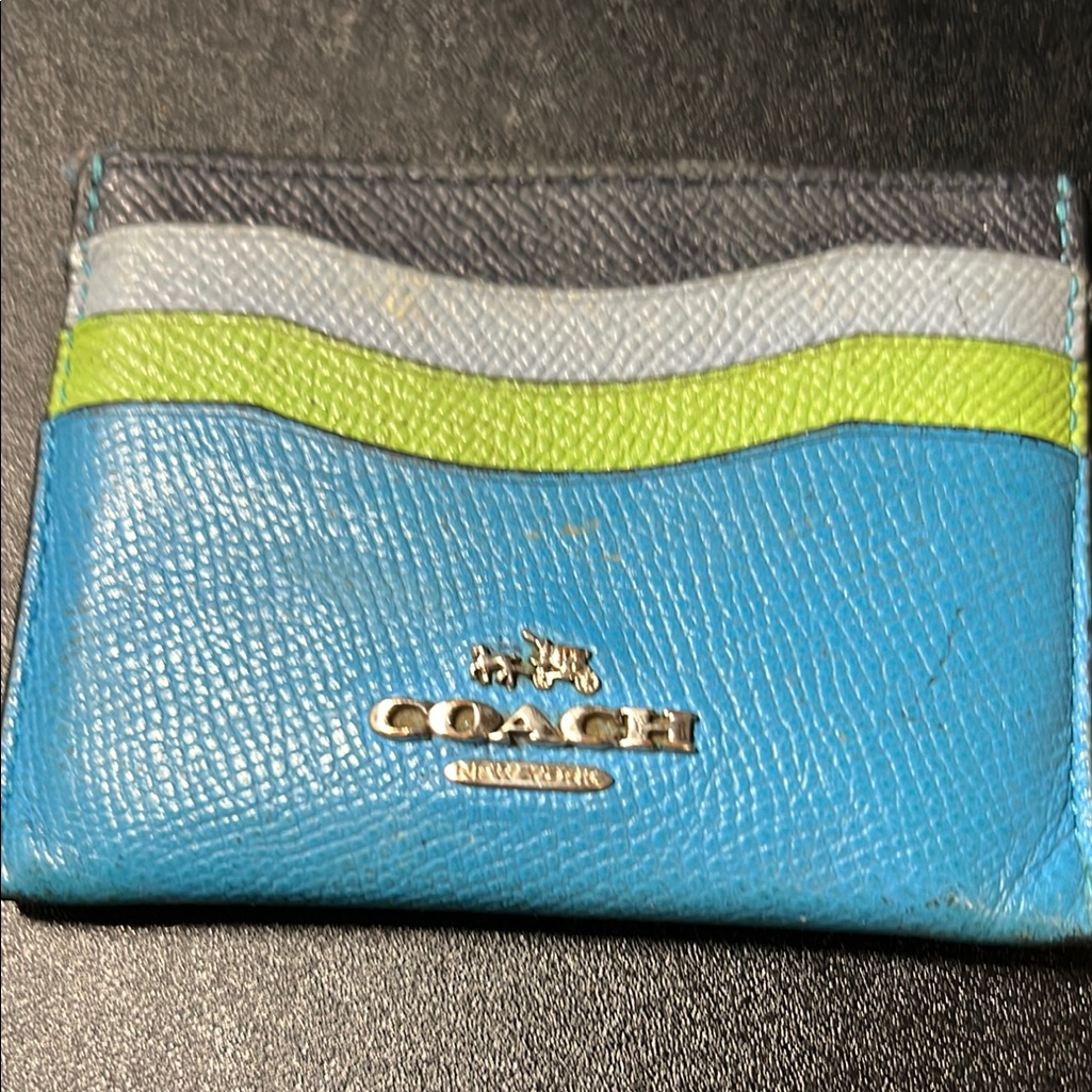 Coach Blue And Green Card Holder Coach Blue And Green Card Holder
